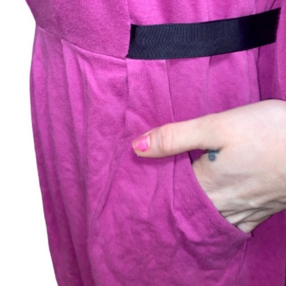 Vans Magenta Women’s Large Skater Midi Dress 3/4 Sleeve w Waist Ties - Picture 6 of 8